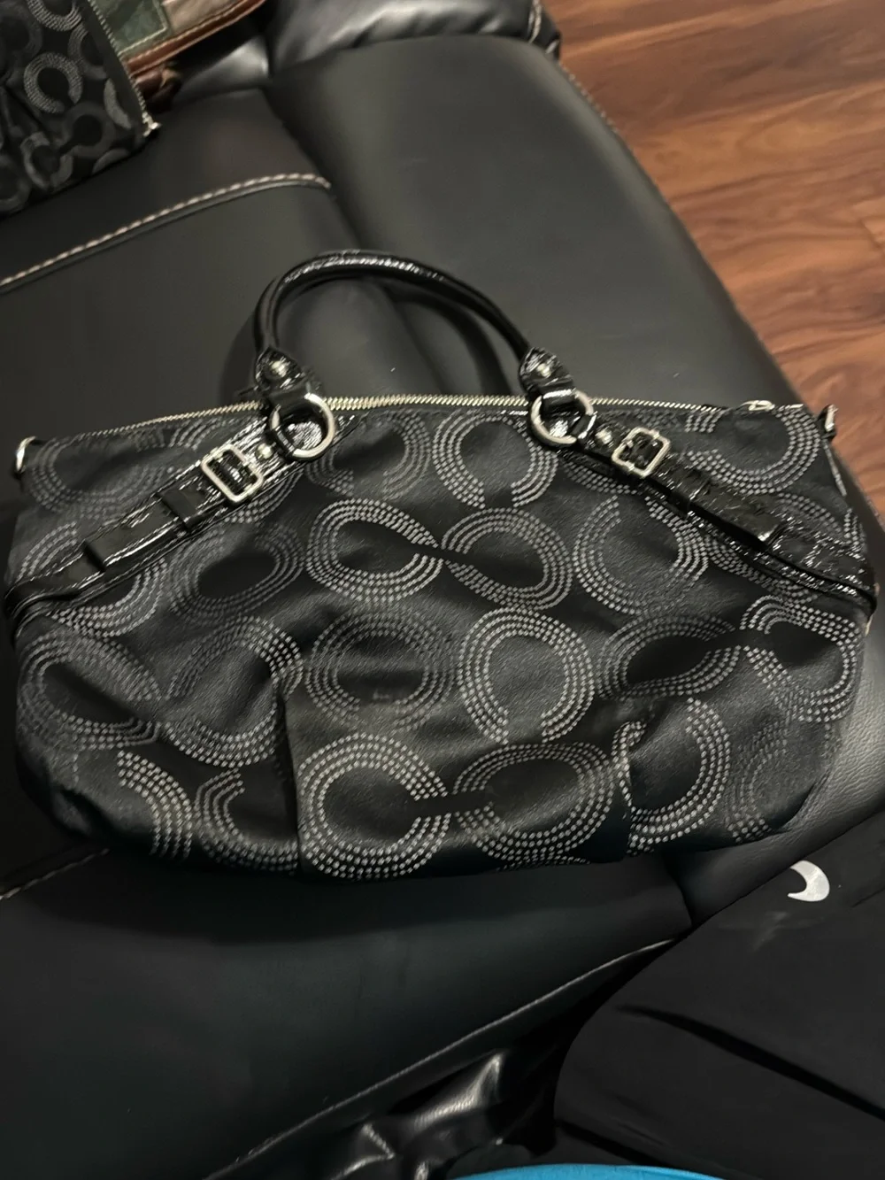 Coach Black Signature Jacquard Satchel